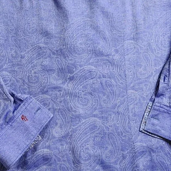 Robert Graham Mens Purple Paisley Long Sleeve Button-Down Shirt, Men's Small - Picture 8 of 13